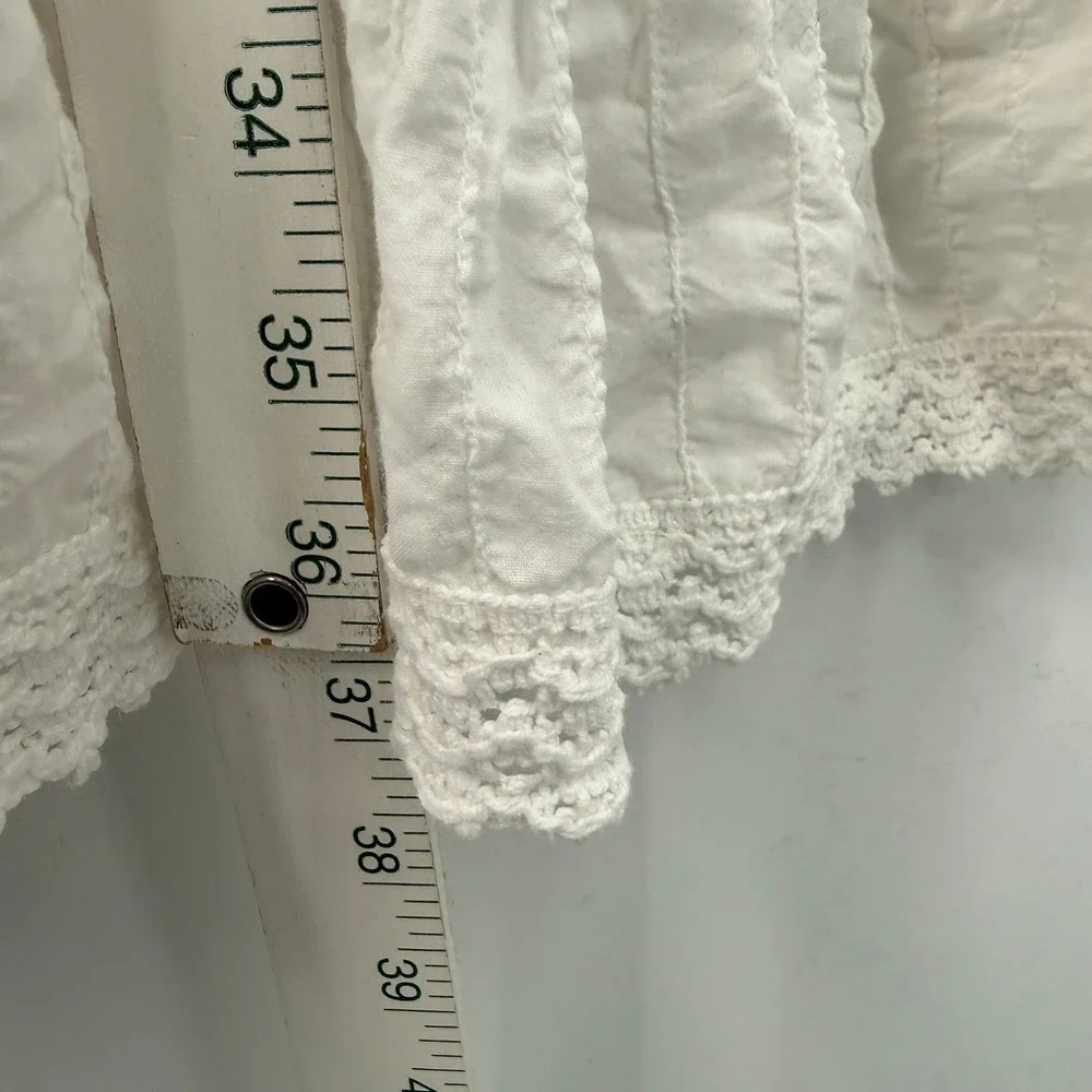 Y2K Vintage White Tiered Crochet Dress Juniors XL Cotton Flowy‎ Festival Boho